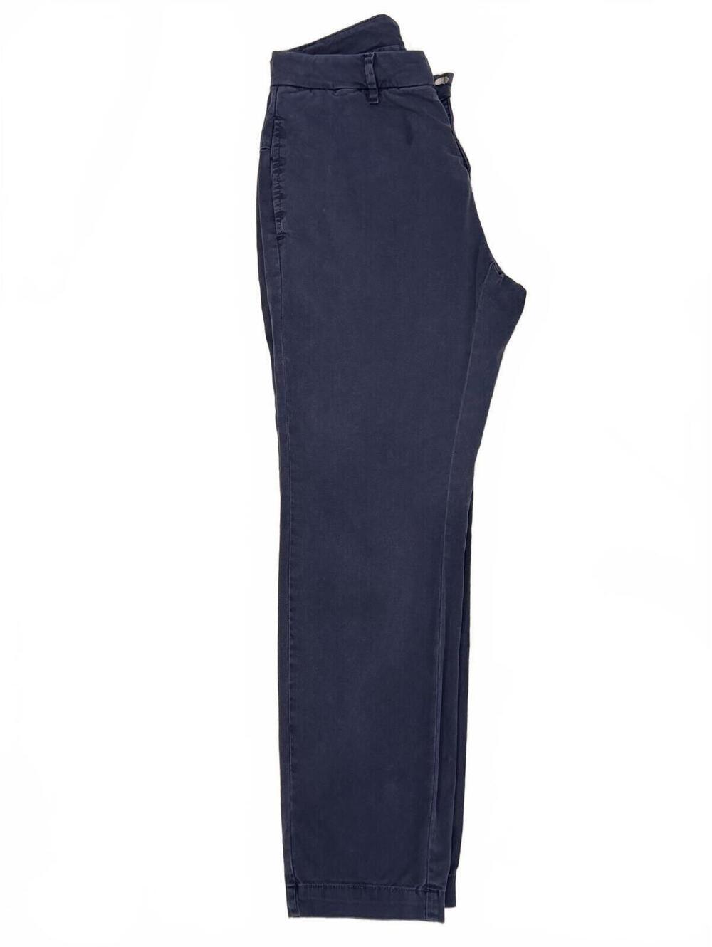 Nili Lotan Paris Trousers Navy Blue Washed Cotton Chino Cropped Pant Size 0